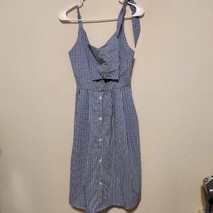 Cupshe Navy and White Checkered Dress